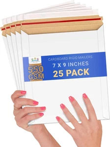 Weiße starre Versandtaschen, 7 x 9 Zoll. Packung mit 25 Foto-Versandtaschenumschlägen. Flat Cardb - Bild 1 von 7