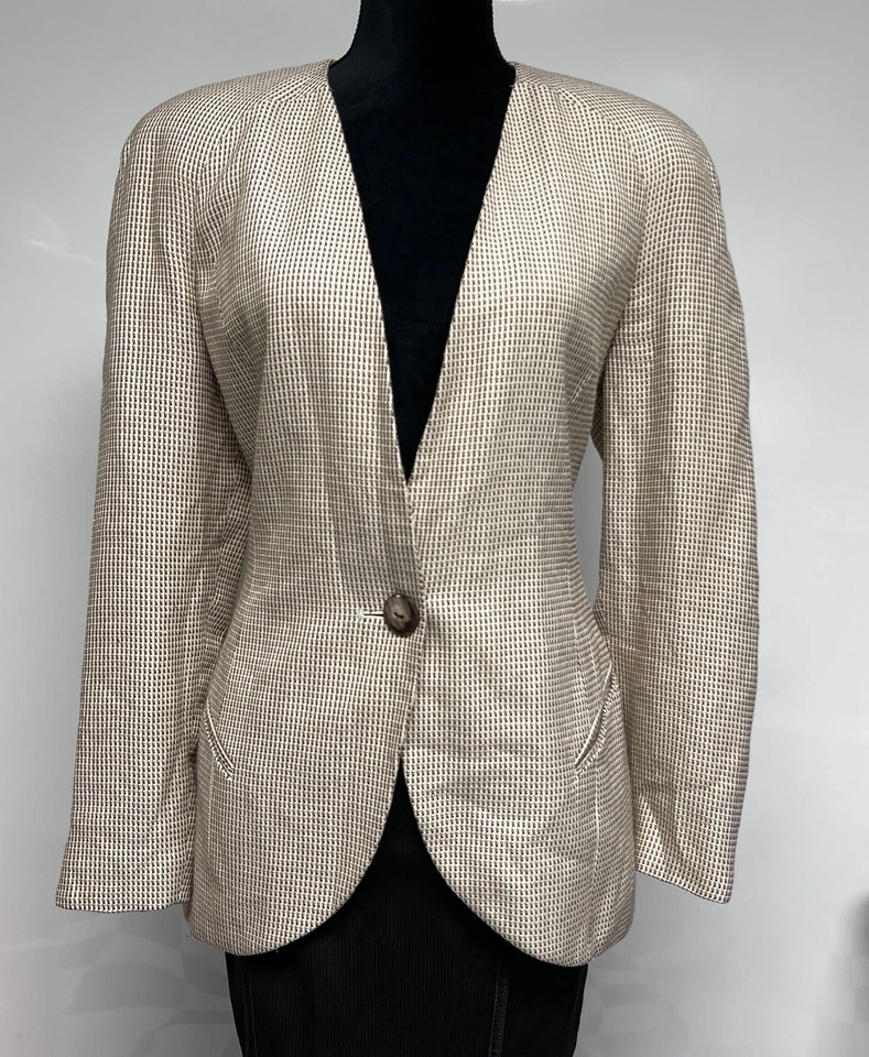 Винтажный женский блейзер Christian Dior из льняной смеси размер 12 старые деньги для конного спорта - Изображение 1 из 4