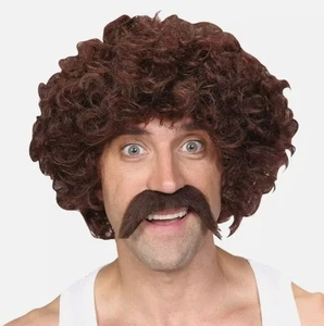 Funny Athlete 118 Retro 1970's Runner Moustache Wig Set Brown + Tash New - Picture 1 of 1