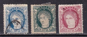 1871 - España - Filipinas - I Republica - Edifil 21,22,24 - Defectos - Picture 1 of 2