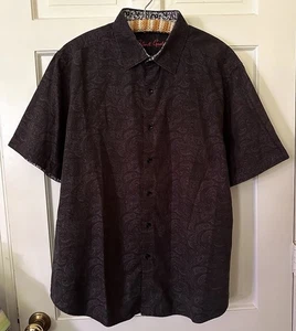 Robert Graham Hemd Herren 2XL Schwarz Paisley Blumen All Over Print Kurzarm - Bild 1 von 6