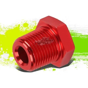 RED ALUMINUM 3/8" MALE TO 1/8" FEMALE NPT PIPE BUSHING REDUCER ADAPTER FITTING - Picture 1 of 2