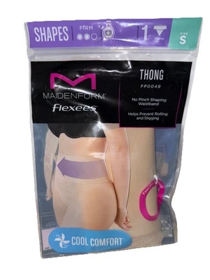 Maidenform Flexees Cool Comfort Lace Shaping Thong in Nude Lace Size S NIP - Image 1 of 4