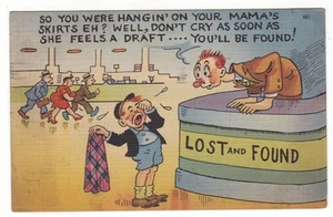 Lost & Found comic postcard / crying boy lost Mother craft quality card - Bild 1 von 2
