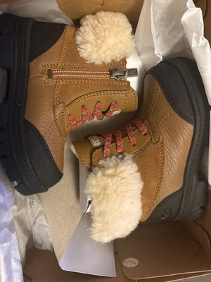 Toddler UGG Brown Suede Boots Size 8 with Sheepskin Lining - Image 1 of 3