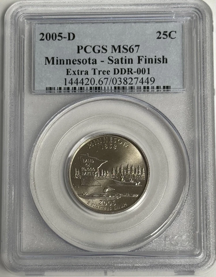 2005 D Minnesota Satin Finish Extra Tree 25C Quarter PCGS MS67 DDR-001 - Image 1 of 2
