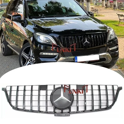 Grelha de para-choque dianteiro para 2012-2015 Mercedes Benz W166 ML Classw/Star preto brilhante - Imagem 1 de 4
