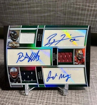 2010 Triple Threads Ray Lewis Patrick Willis Jerod Mayo GAME USED Patch Auto /18 - Image 1 of 2