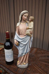 Vintage 1950 stoneware MAdonna our lady of Tongeren with grapes statue religious - Picture 1 of 9