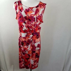 Dana Buchman Women's Size Large Sleeveless Jersey Sheath Dress Floral Printed - Picture 1 of 8