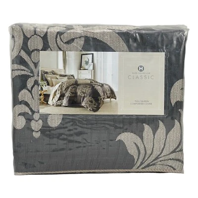 Hotel Collection Classic Flourish FULL / QUEEN Duvet Cover Charcoal - Taupe $335 - Image 1 of 4