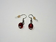 Red Icosahedron Drop Earrings Silver Color Dangle Jewelry One Pair 