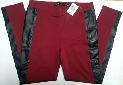 Leggings femininas Tinseltown denim alta costura moda vermelha listra de couro preto grande - Imagem 1 de 4