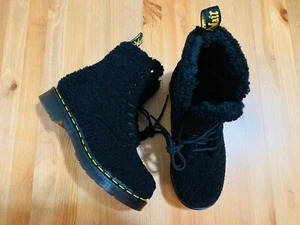Dr. Martens Pascal 1460 Faux Fur Shearling upper lace up boots black NWOB size 7 - Picture 1 of 10