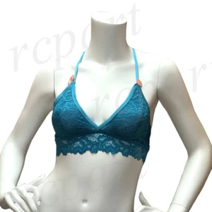 New women's lace back bralette bra Teal blue intimate gift lingerie S M L XL - Picture 1 of 4