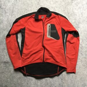 Gore Bike Wear Cycling Jacket Mens Medium M Red Softshell Full Zip Pockets Logo