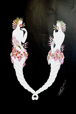 Erte 1972 Ltd. Edición Alfabeto Serie - V - MUJERES DESNUDAS en CUERNO ABUNDANTE Arte Mate Foto 1 de 4