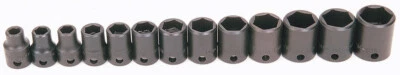 WILLIAMS INDUSTRIAL 13pc 7 - 19mm 3/8"Drive 6 Point Impact Shallow Clip Rail Socket Set Williams USA