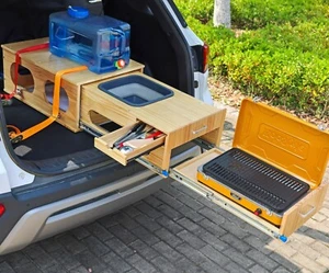 Overland Camp Kitchen Slide Out Drawer, for SUV Trunk Cargo truck Wooden used - Picture 1 of 6