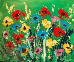 BLUMEN MARK KAZAV - ORIGINAL ÖLGEMÄLDE ABSTRAKT MODERNE KUNST T6765 - Bild 1 von 6