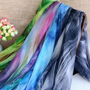 Chiffon Voile Tulle Fabric Printed Chinese Silky Scarf Dress Material Trim Craft - Picture 1 of 11