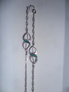 LUNGA COLLANA IN ARGENTO 925 E SMALTI ANNI '60 / '70 PEZZO UNICO! - Foto 1 di 8