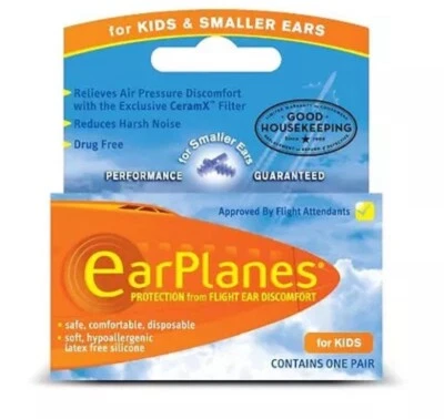 CIRRUS EarPlanes Child Hypoallergenic Latex Silicone Flight Discomfort 21001. USA FAST