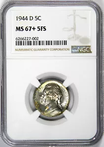 1944-D JEFFERSON NICKEL 5 FULL STEPS "PLUS" SUPER GEM NGC MS67+ 5FS! INV#002 - Picture 1 of 4