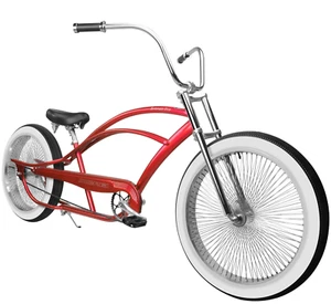 26" Fat Tires 140 Spokes Stretch Beach Cruiser Bike High Rise Handlebars Bicycle - Picture 1 of 6