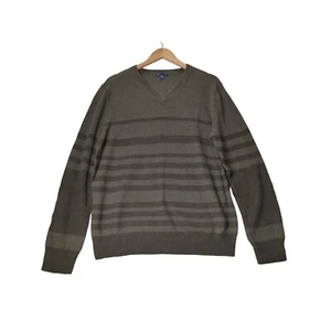 Suéter Pullover Gap Para Hombre Grande Verde Rayas Cuello en V Mezcla de Algodón - Imagen 1 de 7