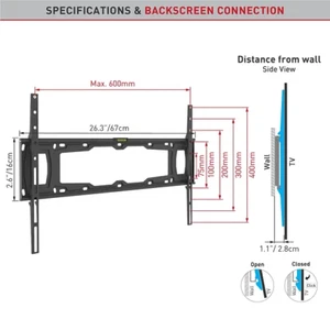 BARKAN E400+ Fixed Flat/Curved Screen TV Wall Mount 13" - 90" Holds up to 132lbs - Picture 1 of 9