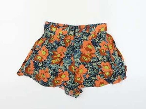 Topshop Womens Orange Floral Viscose Blend Cut-Off Shorts Size 6 Regular - Picture 1 of 12