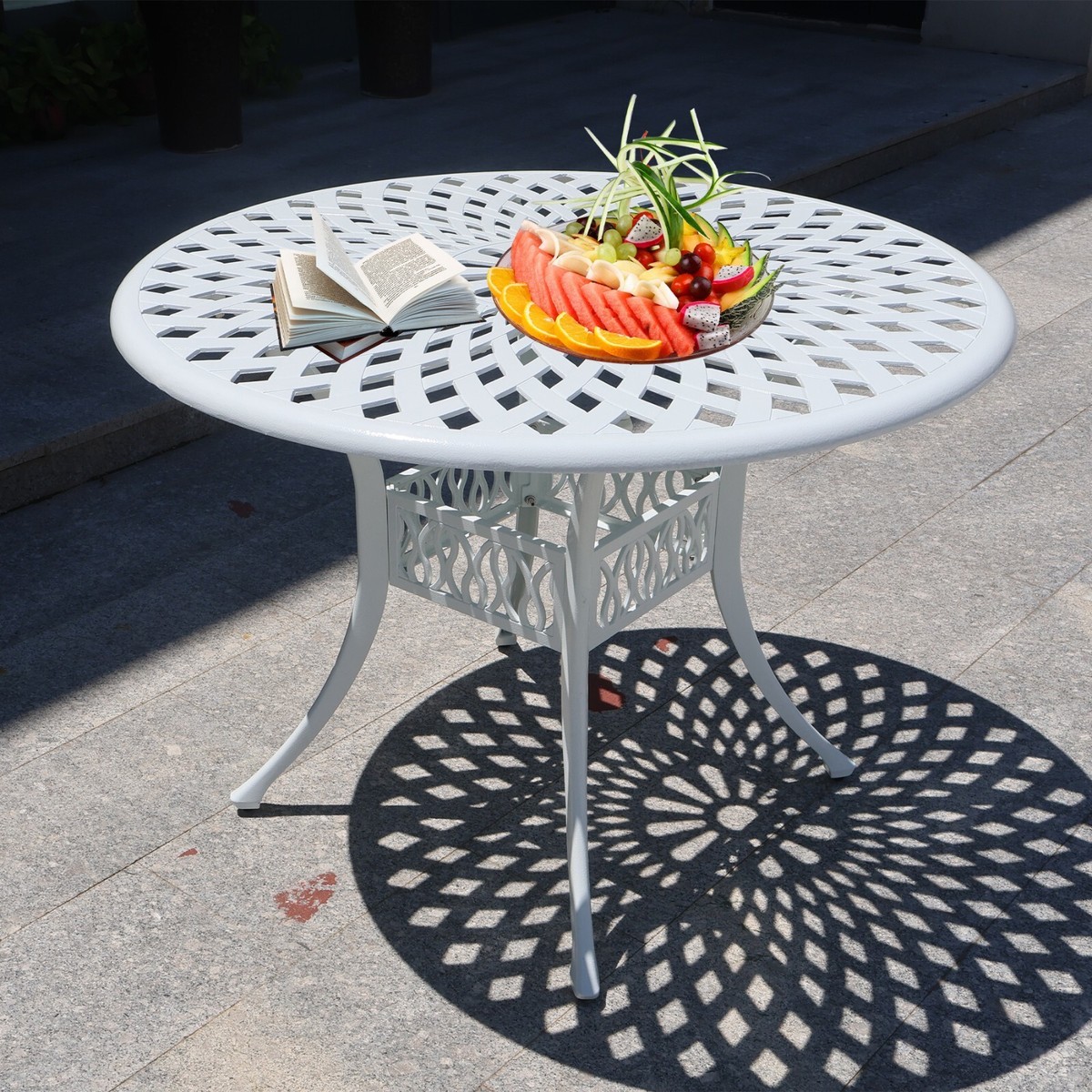 Folding Round Metal Outdoor Table And Chairs Outsunny Patio Table