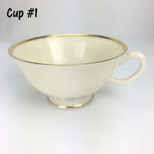 Lenox Mansfield Porzellan Kaffee- und Teetasse mit Fuß Elfenbein Goldrand - Bild 1 von 12