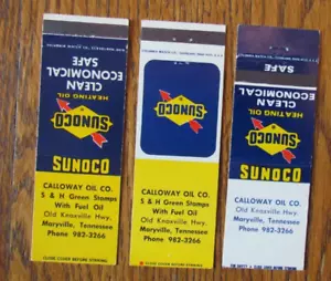 CUBIERTAS DE LIBRO DE CERILLAS DE GASOLINERA CALLOWAY SUNOCO: MARYSVILLE, TENNESSEE CERILLAS - Imagen 1 de 2
