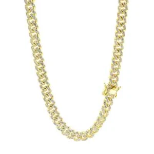 Iced Miami Cuban 8MM 14k Gold Plated Round Big Stone Sparkling CZ Necklace - Picture 1 of 3