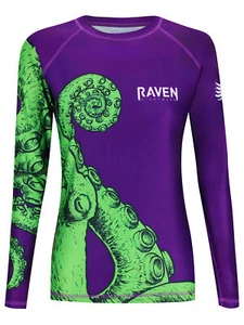 Raven Fightwear Women's Kraken Octopus BJJ Rash Guard MMA Purple/Green - Picture 1 of 3