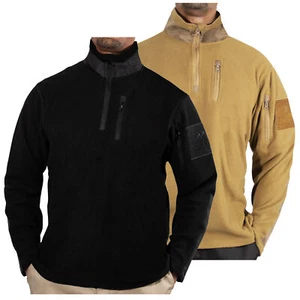Men's Quarter Zip Fleece Pullover Sweatshirt Hoodie - Picture 1 of 14