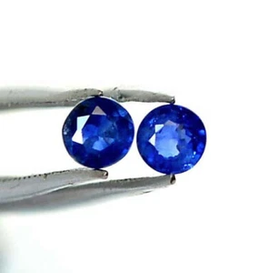 3.50 mm Certified Natural Blue Sapphire Round Cut Pair 0.46 CTS Loose Gemstones - Picture 1 of 8