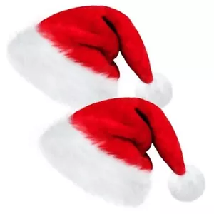 Velvet Santa Hats Adults,Santa Hat for Women and Men,Unisex Soft 2pcs-13"x19" - Picture 1 of 8