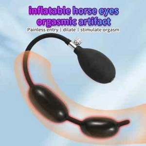Double Ball Inflatable Urethral Plug Penis Massager Silicone Sounds Sex Toys - Picture 1 of 15
