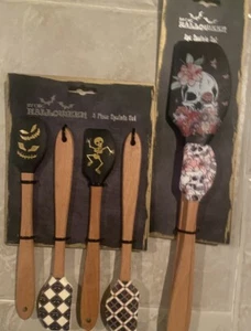 BY CWC HALLOWEEN WOOD HANDLE 4 PACK MINI SPATULA SET And 2PC SPATULA SET NEW - Picture 1 of 4