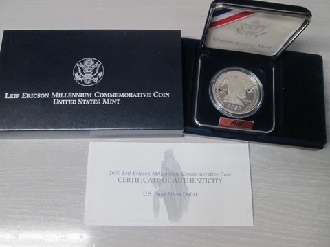 2000 Leif Ericson Millennium Proof Silver Dollar Commemorative Coin Cover