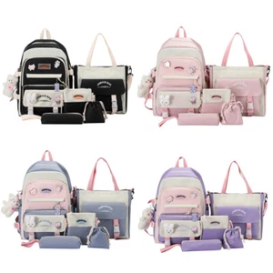 Juego de Mochila Kawaii 5 piezas Estética para Adolescentes Escolares Niñas Mochila con Colgantes - Imagen 1 de 40