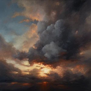Pintura al óleo cielo nublado oscuro de lujo lona arte de pared estampado colorido - Imagen 1 de 1