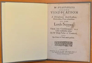 1656 Thomas Blake.'Mr Humphreys 2nd Vindication...Lords Supper..' Tamworth. - Foto 1 di 1