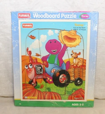 Rompecabezas de madera Barney on a Tractor 10 piezas NUEVO Foto 1 de 3