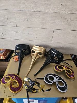 masquerade mask Lot 7 Party Events Black Gold Purple Kids Adult - Image 1 of 4