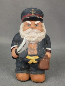 Vintage Ships Captain with Sword Coin Bank Folk Art Tarpon Springs Souvenir MCM - Picture 1 of 11