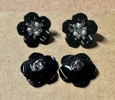 4 elegantes botones de perlas de resina de flores negras para coser y hacer manualidades hágalo usted mismo.53 Foto 1 de 2